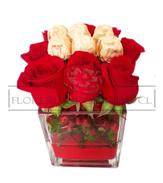 Rosas en Cubo ms Bombones